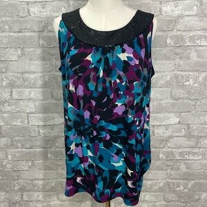 Avenue Beaded Neckl Tank Blouse